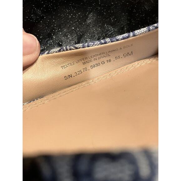 TORY BURCH Navy Blue Gemini Chain Link Leather Comfort Loafers Shoes Sz. 9 - Picture 6 of 11